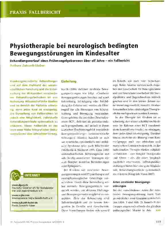 Vorschauseite 1: Physiotherapie bei neurologisch bedingten Bewegungsstörungen im Kindesalter