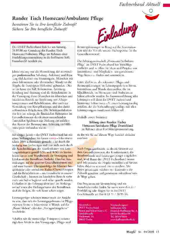 Vorschauseite 1: Runder Tisch Homecare/Ambulante Pflege