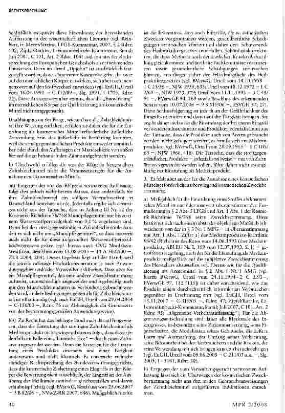 Vorschauseite 5: Zahnbleichmittel sind nicht als Kosmetika, sondern als Medizinprodukte zu bewerten