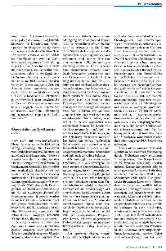 Vorschauseite 4: Früherkennung: Warum ist die Diskussion so schwierig?