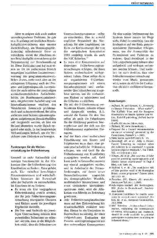 Vorschauseite 6: Früherkennung: Warum ist die Diskussion so schwierig?