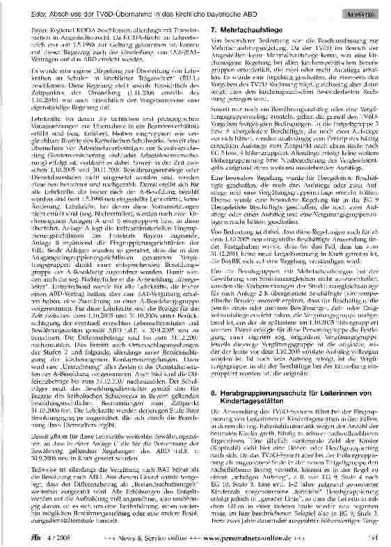 Vorschauseite 3: Abschluss der TVöD-Übernahme in das kirchliche bayerische Arbeitsvertragsrecht (ABD)