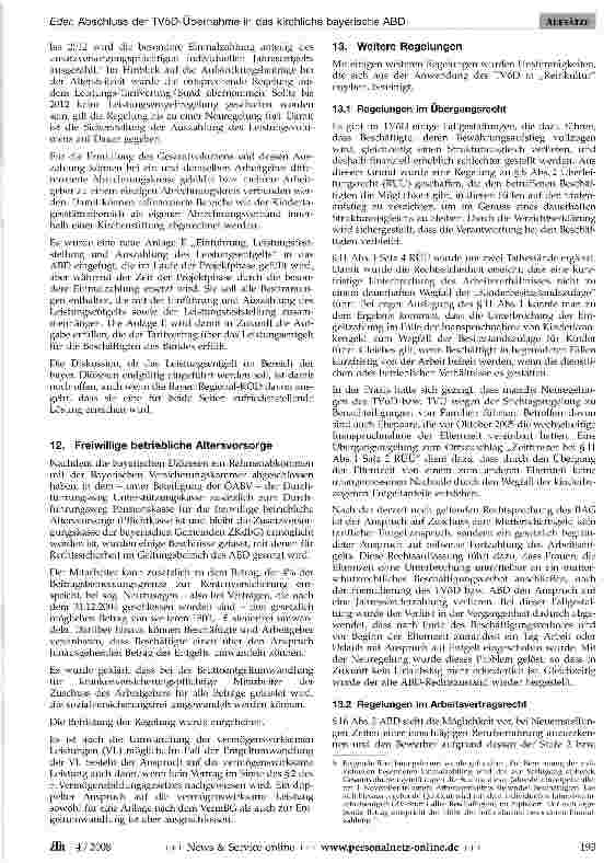 Vorschauseite 5: Abschluss der TVöD-Übernahme in das kirchliche bayerische Arbeitsvertragsrecht (ABD)
