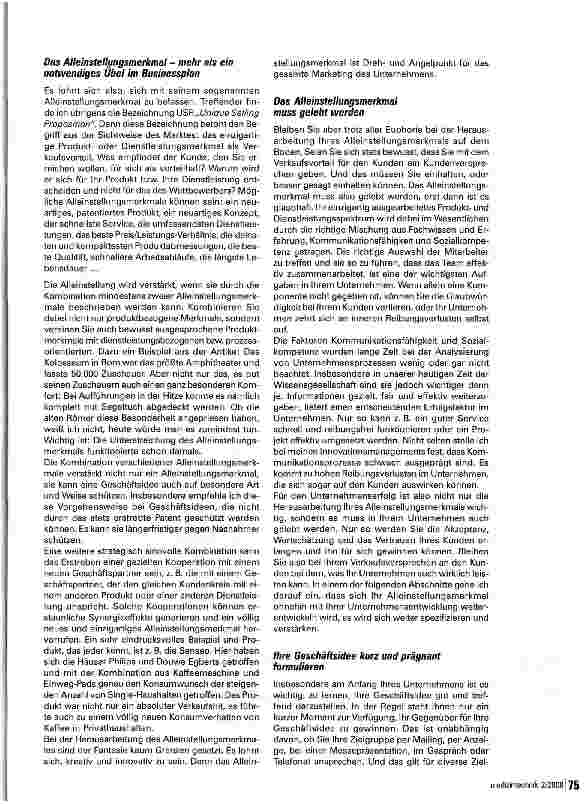 Vorschauseite 2: Die Geschäftsidee -Was macht sie einzigartig?