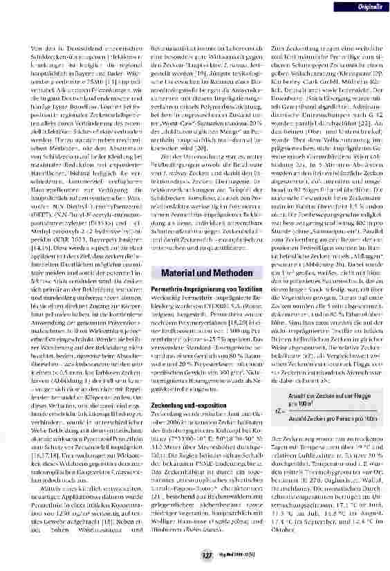 Vorschauseite 3: Bekleidungsimprägnierung mit Akariziden: Effektive und anwender-sichere Methode zur Prävention vor Zeckenbefall und zeckenüber-tragenen Infektionserkrankungen