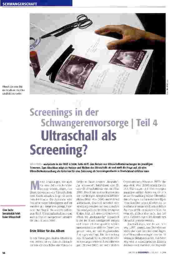 Vorschauseite 1: Screenings in der Schwangerenvorsorge | Teil 4 Ultraschall als Screening?