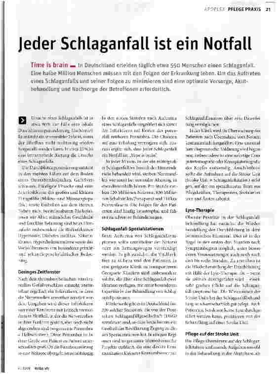 Vorschauseite 1: Jeder Schlaganfall ist ein Notfall