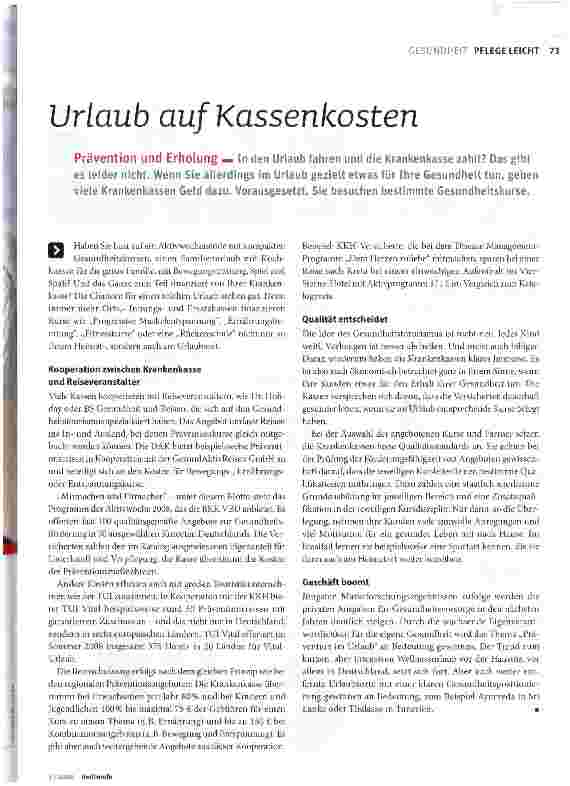 Vorschauseite 1: Urlaub auf Kassenkosten