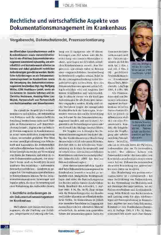 Vorschauseite 1: Rechtliche und wirtschaftliche Aspekte von Dokumentationsmanagement im Krankenhaus
