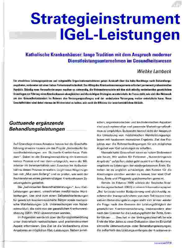 Vorschauseite 1: Strategieinstrument IGeL-Leistungen