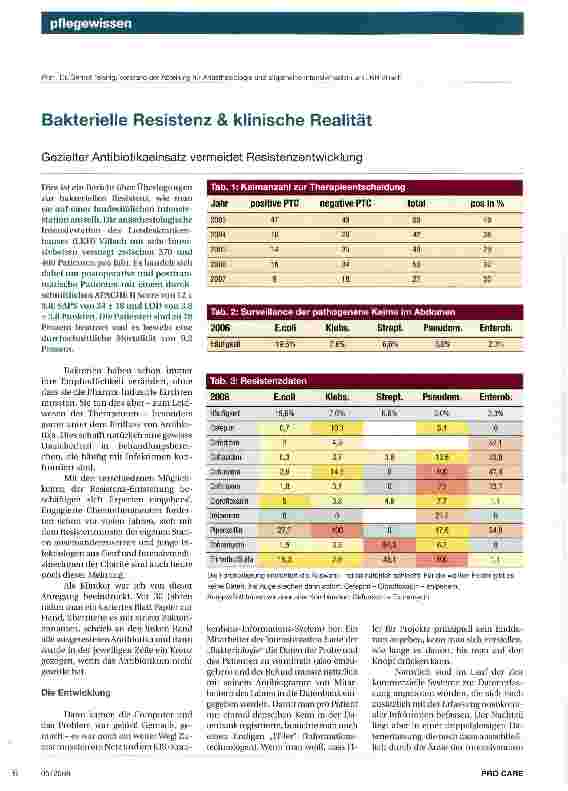 Vorschauseite 1: Bakterielle Resistenz und klinische Realität
