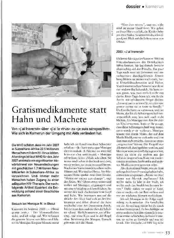 Vorschauseite 1: Gratismedikamente statt Hahn und Machete