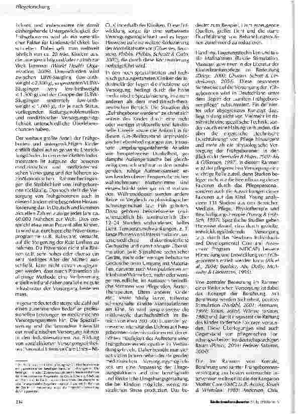 Vorschauseite 2: Beiträge und Effekte einer Basal Stimulierenden elterlichen Kontaktpflege (BSK) im Rahmen der Konzeption einer Sanften Frühgeborenenpflege