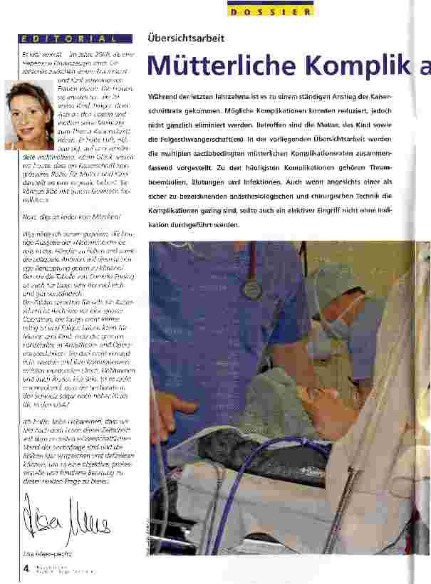 Vorschauseite 1: Mütterliche Komplikationen nach Sectio caesarea