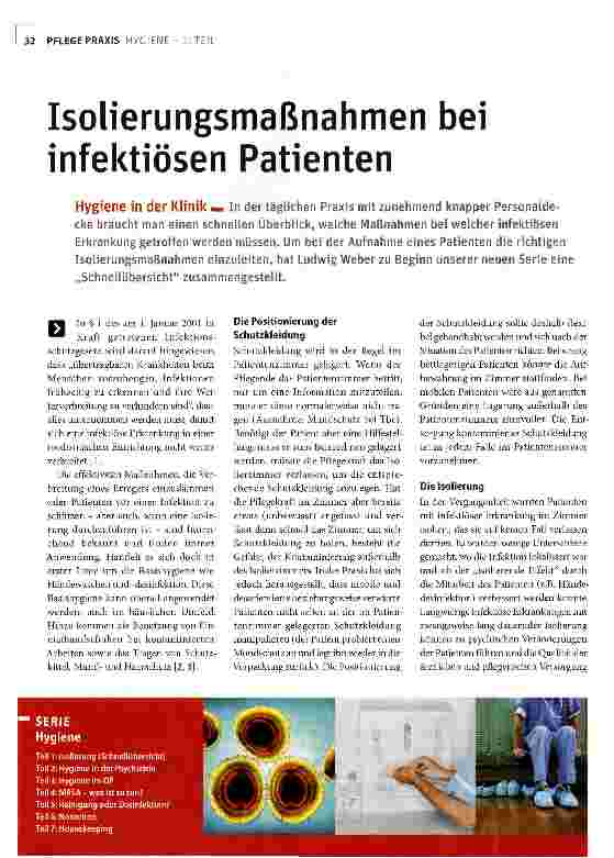 Vorschauseite 1: Isolierungsmaßnahmen bei infektiösen Patienten