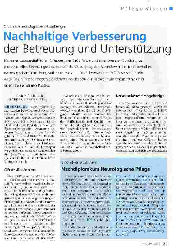 Vorschauseite 1: Nachhaltige Verbesserung der Betreuung und Unterstützung