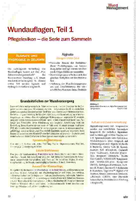 Vorschauseite 1: Wundauflagen, Teil 1 Pflegelexikon —die Serie zum Sammeln