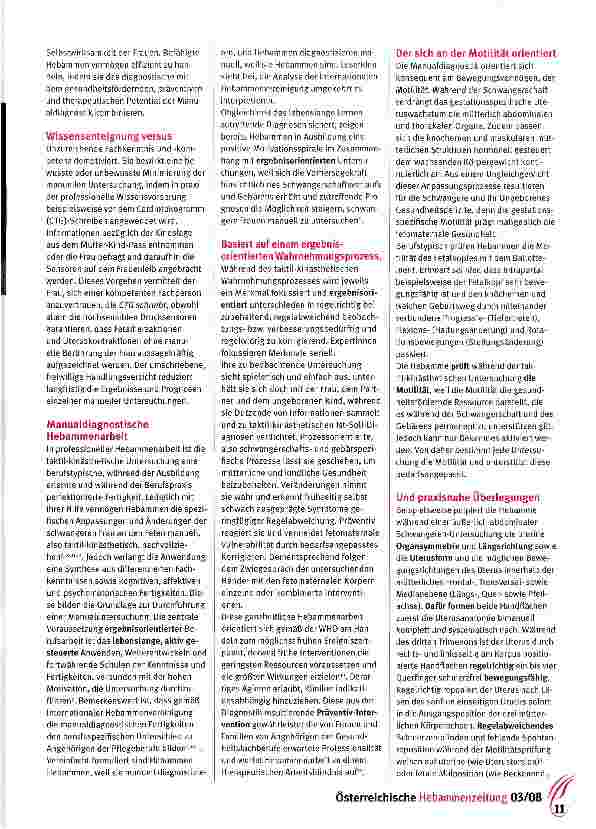 Vorschauseite 2: Auf taktil-kinästhetischer Manualdiagnostik basiert Hebammenarbeit