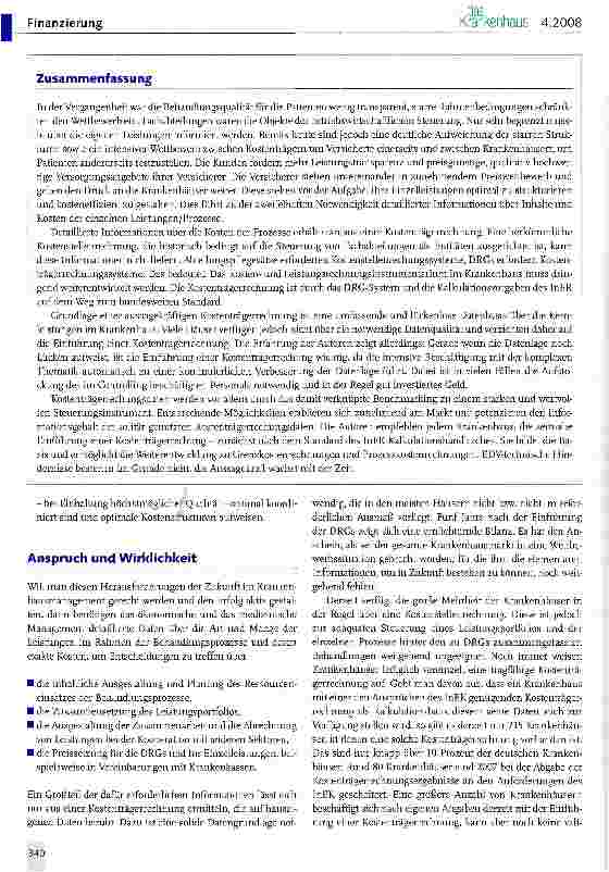 Vorschauseite 3: Zukunftsgerichtete Instrumente der Krankenhaussteuerung -ein Plädoyer für die Kostenträgerrechnung