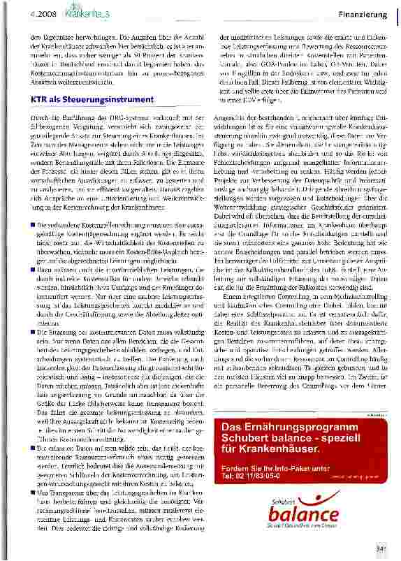 Vorschauseite 4: Zukunftsgerichtete Instrumente der Krankenhaussteuerung -ein Plädoyer für die Kostenträgerrechnung