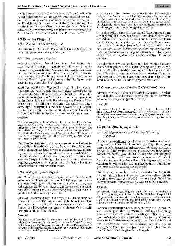 Vorschauseite 4: Das neue Pflegezeitgesetz - eine Übersicht -