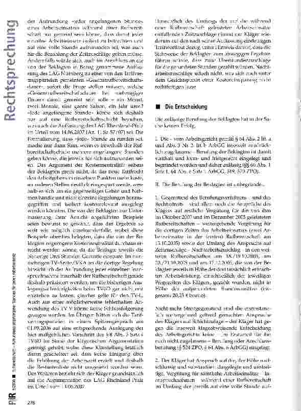 Vorschauseite 3: Rufbereitschaft -Aufrundung angefangener Stunden für jeden Arbeitseinsatz