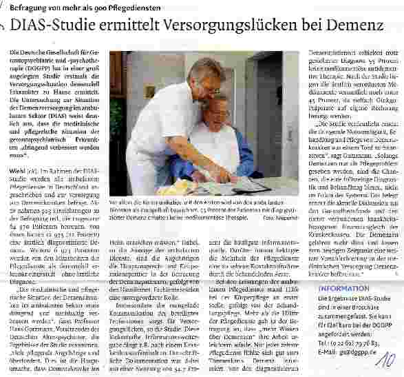 Vorschauseite 1: DIAS-Studie ermittelt Versorgungslücken bei Demenz