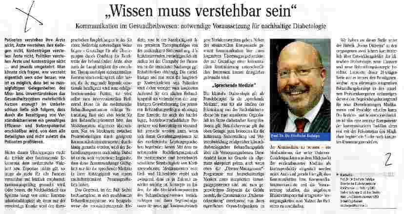 Vorschauseite 1: Wissen muss verstehbar sein Kommunikation im Gesundheitswesen: notwendige Voraussetzung für nachhaltige Diabetologie