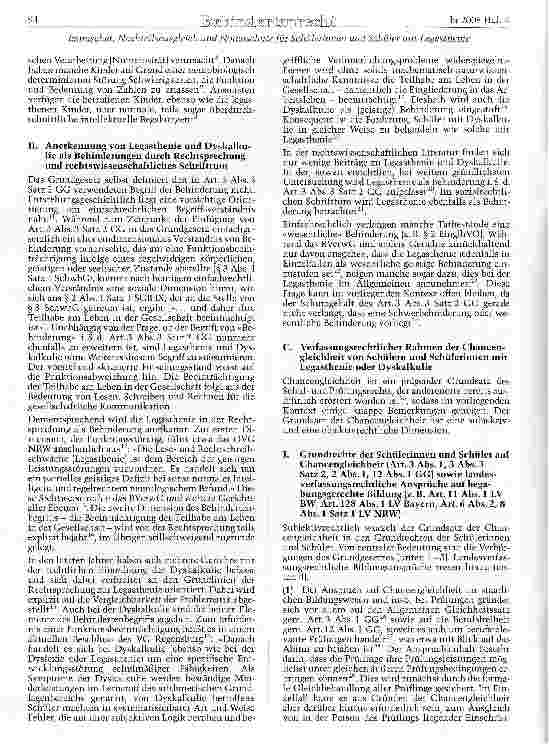 Vorschauseite 2: Nachteilsauseleich und Notenschutz für Schülerinnen und Schüler mit Legasthenie oder Dyskalkulie