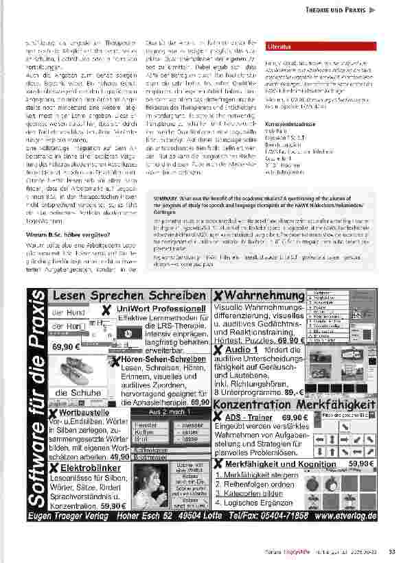 Vorschauseite 4: Was brachte uns das Studium? Eine Absolventenbefragung des Studienganges für Logopädie der HAWK Hildesheim