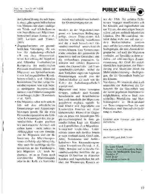 Vorschauseite 2: Migration und gesundheitliche Ungleichheit
