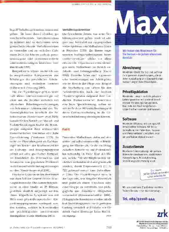 Vorschauseite 4: Hat die Gesundheitsförderung einen zu geringen Stellenwert in der Physiotherapieausbildung?
