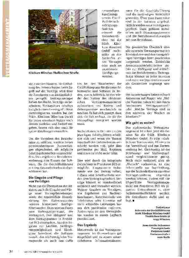 Vorschauseite 3: Keine Frist mehr versäumen. IT-gestütztes Vertragsmanagement am Beispiel der Stadt. Klinikum München GmbH - ein Anwenderbericht