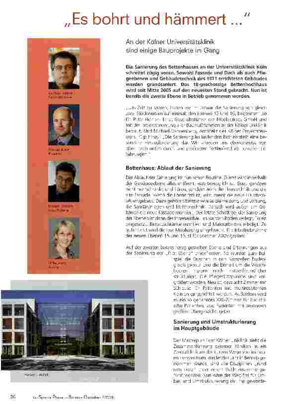 Vorschauseite 1: Es bohrt und hämmert... An der Kölner Universitätsklinik sind einige Bauprojekte im Gang