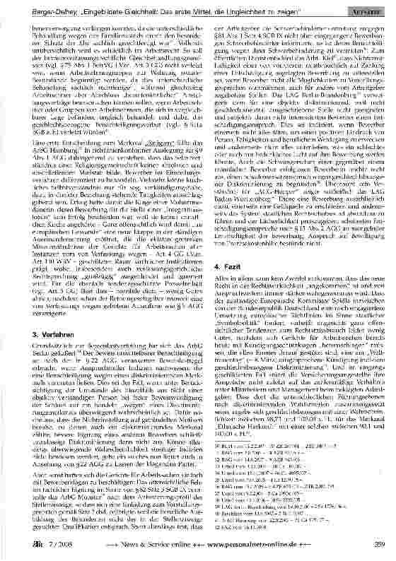 Vorschauseite 3: Eingebildete Gleichheit: Das erste Mittel, die Ungleichheit zu zeigen - Aktuelle Rechtsprechung zum allgemeinen Gleichbehandlungs-recht