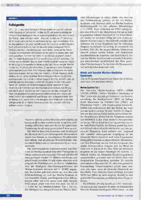 Vorschauseite 2: Genetische Diagnostik beim Marfan-Syndrom und verwandten ErkrankungenBedeutung des klinischen Managements