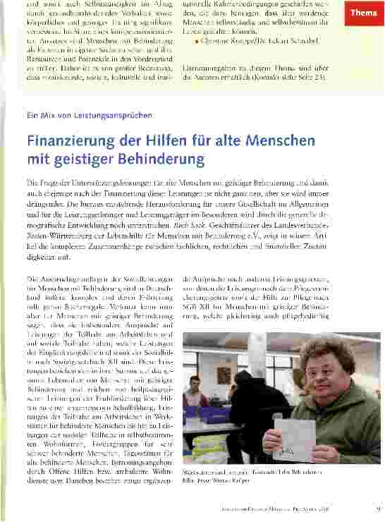 Vorschauseite 1: Ein Mix von Leistungsansprüchen: Finanzierung der Hilfen für alte Menschen mit geistiger Behinderung