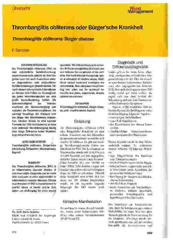 Vorschauseite 1: Thrombangiitis obliterans oder Bürger sche Krankheit
