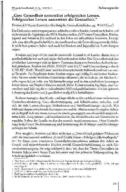 Vorschauseite 2: Schulgesundheitspflege. Die Rolle der schwedischen School Health Nurse und das Thema Gesundheit im Setting Schule