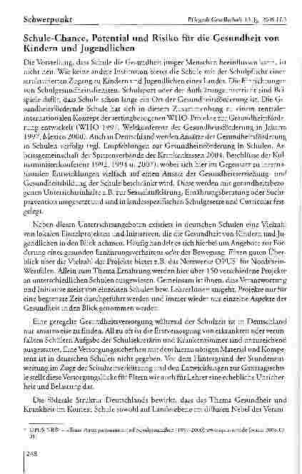 Vorschauseite 3: Schulgesundheitspflege. Die Rolle der schwedischen School Health Nurse und das Thema Gesundheit im Setting Schule