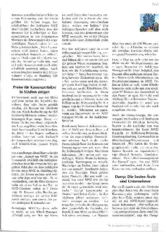 Vorschauseite 2: Klinikketten verzahnen ambulante und stationäre Versorgung