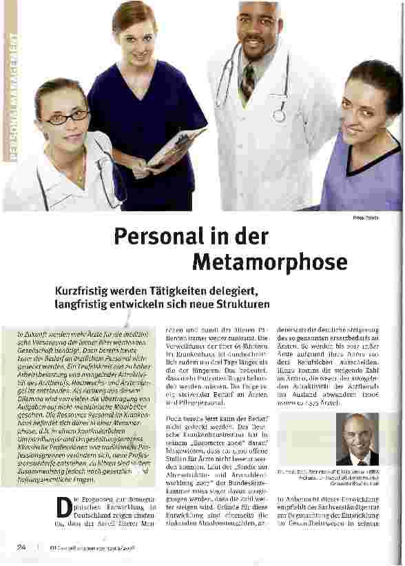 Vorschauseite 1: Personal in der MetamorphoseKurzfristig werden Tätigkeiten delegiert, langfristig entwickeln sich neue Strukturen
