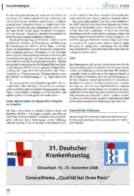 Vorschauseite 5: MED in Bayern - wie hilft uns die Gesundheitsregion weiter?
