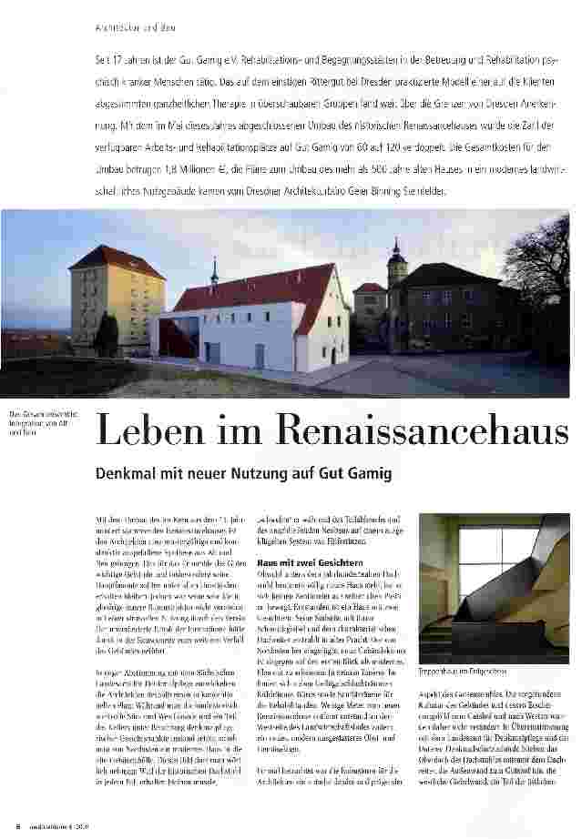 Vorschauseite 1: Leben im RenaissancehausDenkmal mit neuer Nutzung auf Gut Gamig