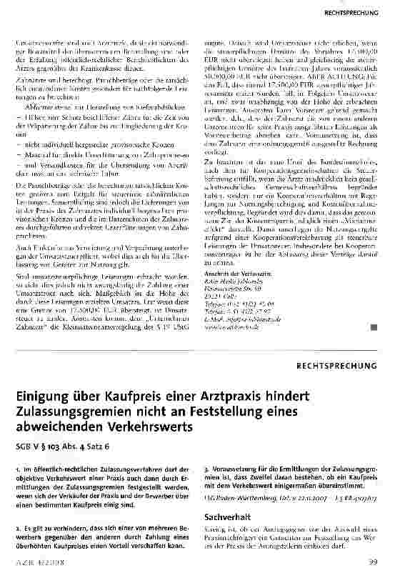 Vorschauseite 2: Der Zahnarzt als Unternehmer