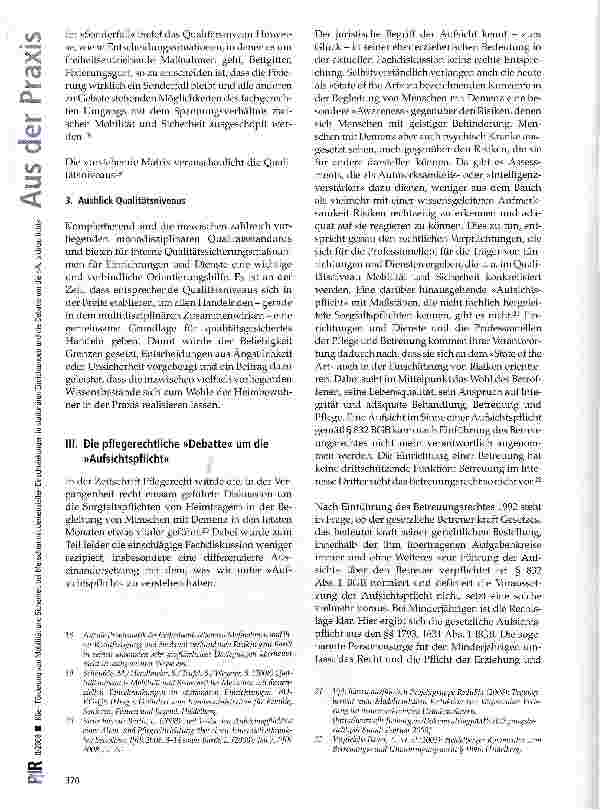 Vorschauseite 5: Förderung von Mobilität und Sicherheit bei Menschen mit demenziellen Einschränkungen in stationären Einrichtun gen und die Debatte um die »Aufsichtspflicht«
