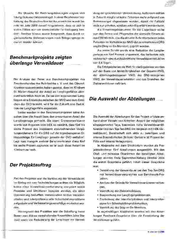Vorschauseite 3: Projekt VerweildauerOrganisatorische Rahmenbedingungen zur Reduzierung der Verweildauerin einem Krankenhaus der Schwerpunktversorgung