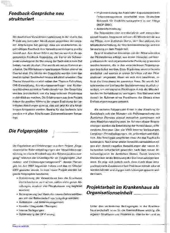 Vorschauseite 6: Projekt VerweildauerOrganisatorische Rahmenbedingungen zur Reduzierung der Verweildauerin einem Krankenhaus der Schwerpunktversorgung