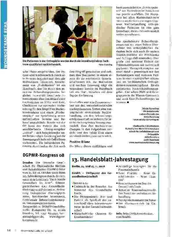 Vorschauseite 3: Das Gute liegt so nah...Wohnortnahe Reha als Zukunftskonzept für Krankenhäuser