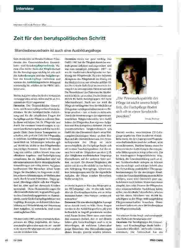 Vorschauseite 1: Zeit für den berufspolitischen SchrittStandesbewusstsein ist auch eine Ausbildungsfrage